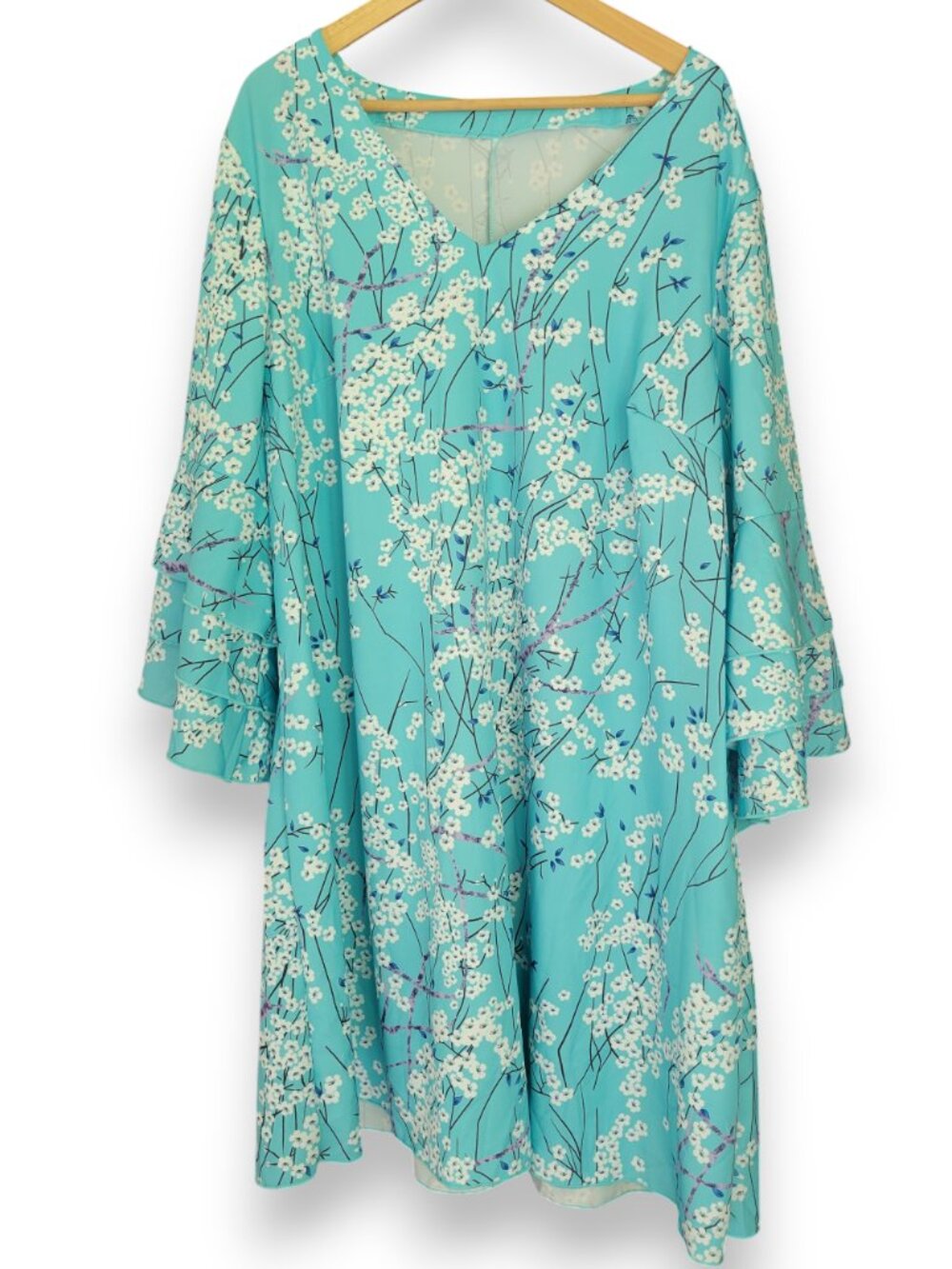 SHEIN Curve x Emery Rose Floral Ruffle Sleeve Midi Dress 4XL